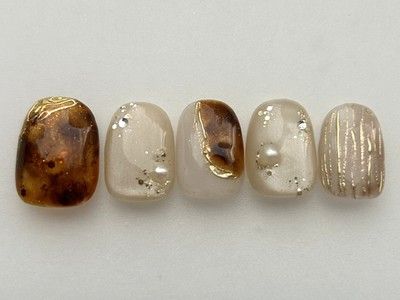 べっ甲ベージュネイル　Hiiro