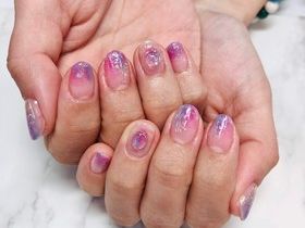 ピンク塗りかけワイヤーネイル　【担当】吉田