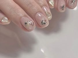 ダルメシアンstone clear nail¥4000