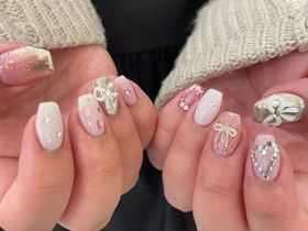 ぷっくりリボン×ハートネイル ￥12550 【担当 木村】