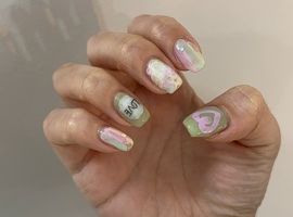 インク落書きハートネイル