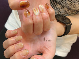 カフェオレちぐはぐネイル☆【担当】Shieri.s