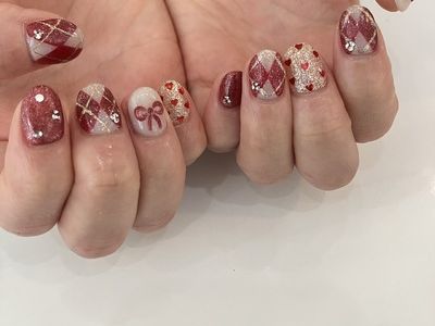 【リボンハートネイル】