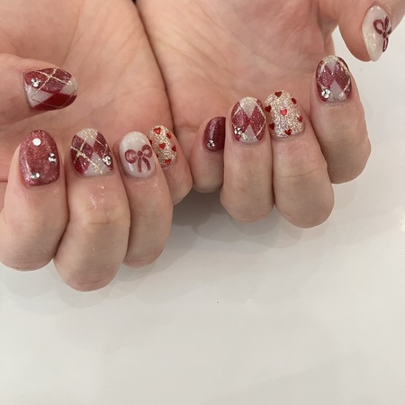 【リボンハートネイル】のサムネイル