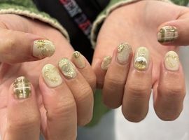 冬チェックネイル