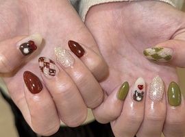 くまチェックネイル[町田/パラジェル]