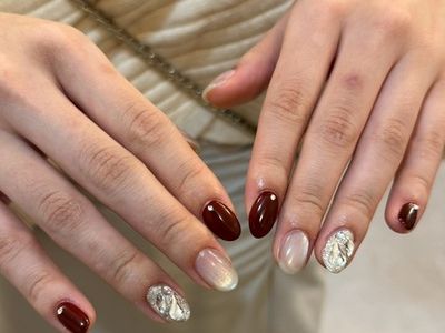 ボルドー埋め尽くしネイル【担当】出井
