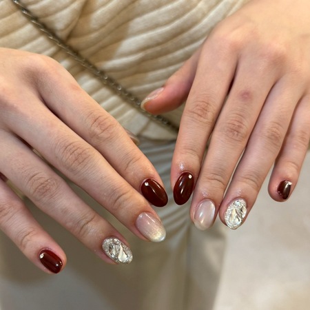 ボルドー埋め尽くしネイル【担当】出井のサムネイル