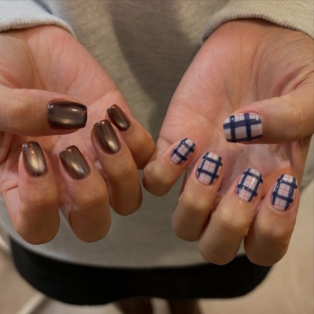 ちぐはぐマグネットチェックネイル【担当】舘下のサムネイル