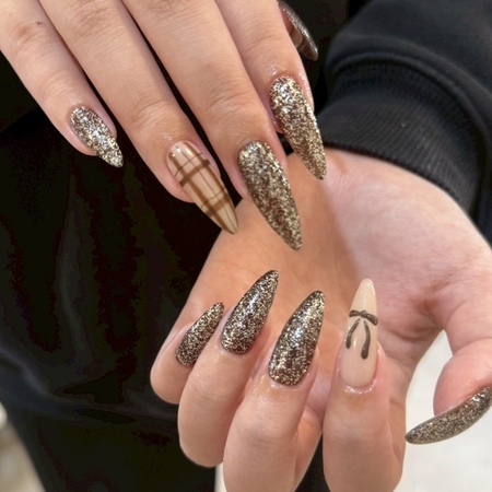 リボンチェックネイル【担当】北のサムネイル