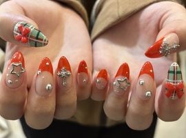 チェック×フレンチネイル[町田/ニュアンス]