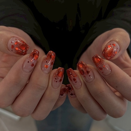 ラメグラハートネイル【担当】君村のサムネイル