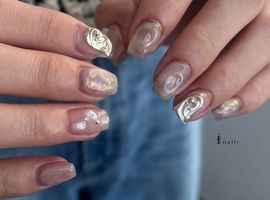 パープル×シルバーネイル　¥6500～
