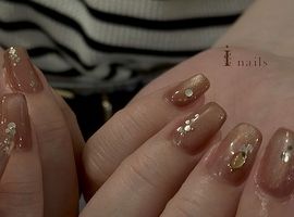 ピンクブラウンホロネイル　¥6500～