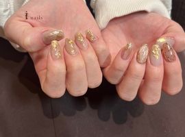 gold × brown ネイル