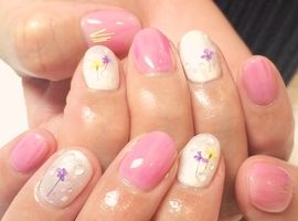 ニュアンスマーブル×押し花♪マットネイル♪