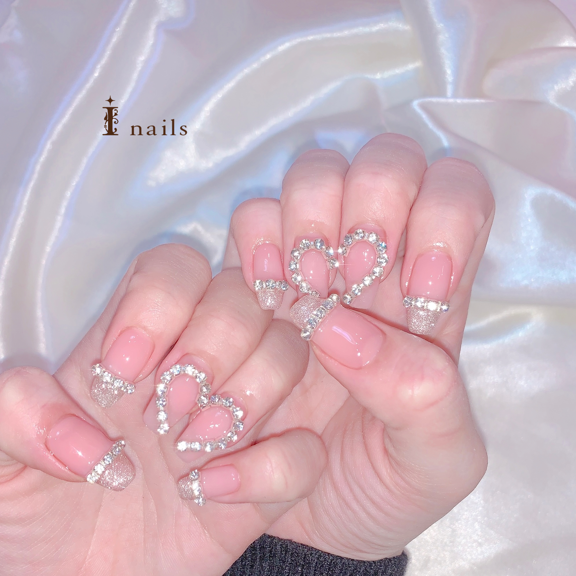 ハートネイル パールネイル 韓国ネイル ワンホンネイル ハート/キラキラ/ワンホン/韓国/ジェルネイル - rit.のネイルデザイン