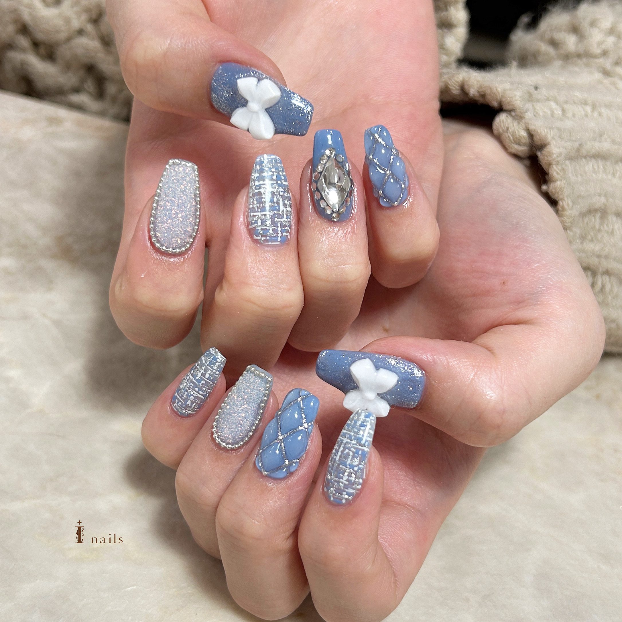 【No.039】ネイルチップ♡キルティングネイル♡ツイードネイル♡マットコート 1280_lc