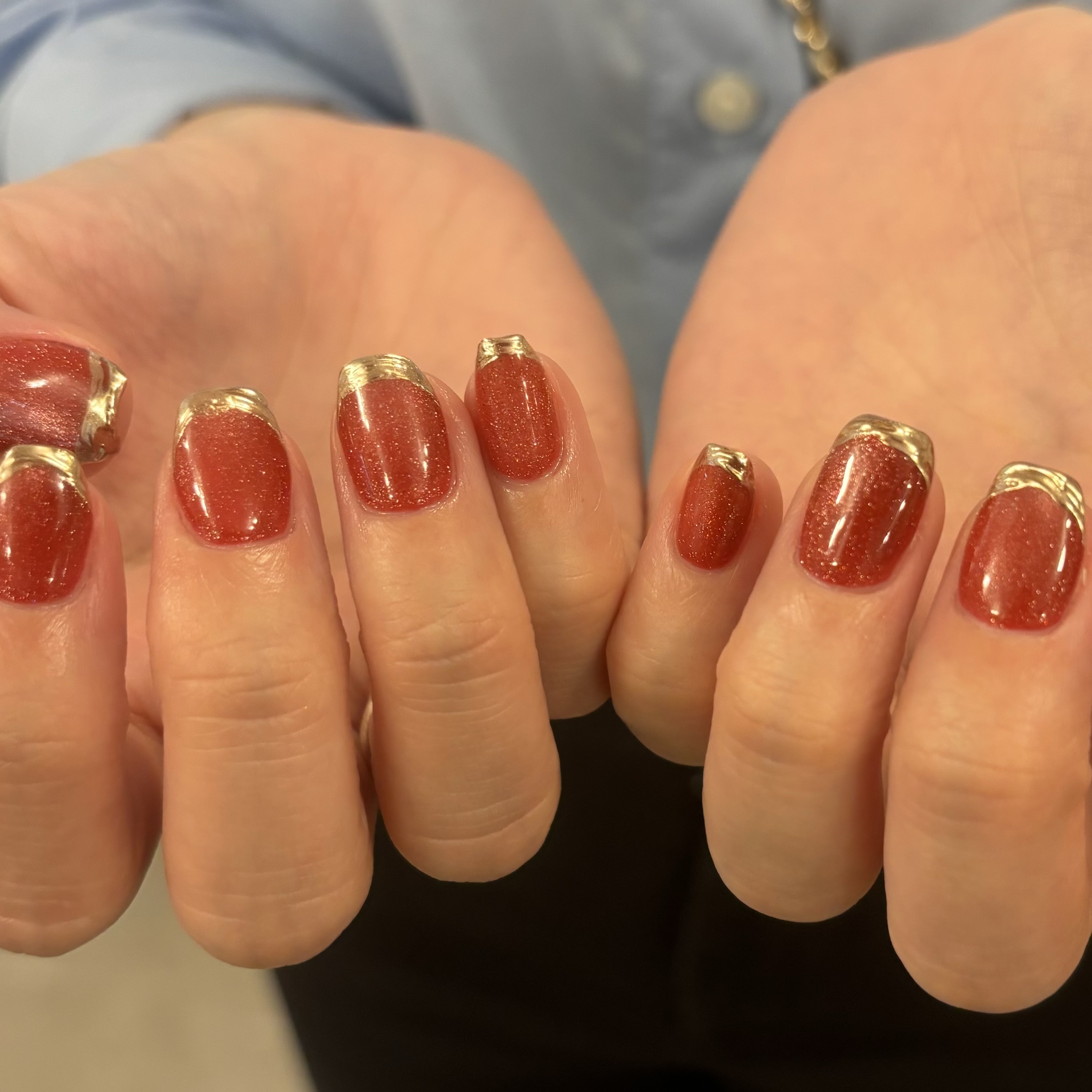 ミラーフレンチ×マグネット♡ネイルチップ カラーが選べるマグネットミラーフレンチネイルチップの通販 by