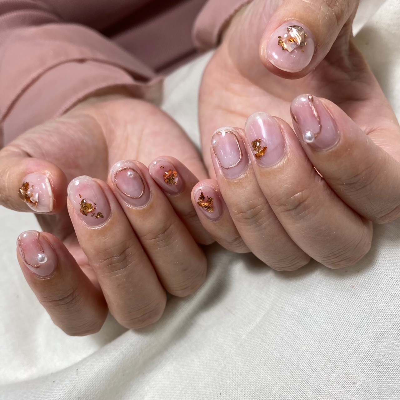 メタリックピンククリアネイル 担当 石川 梅田のネイルサロン Nail Maison梅田店