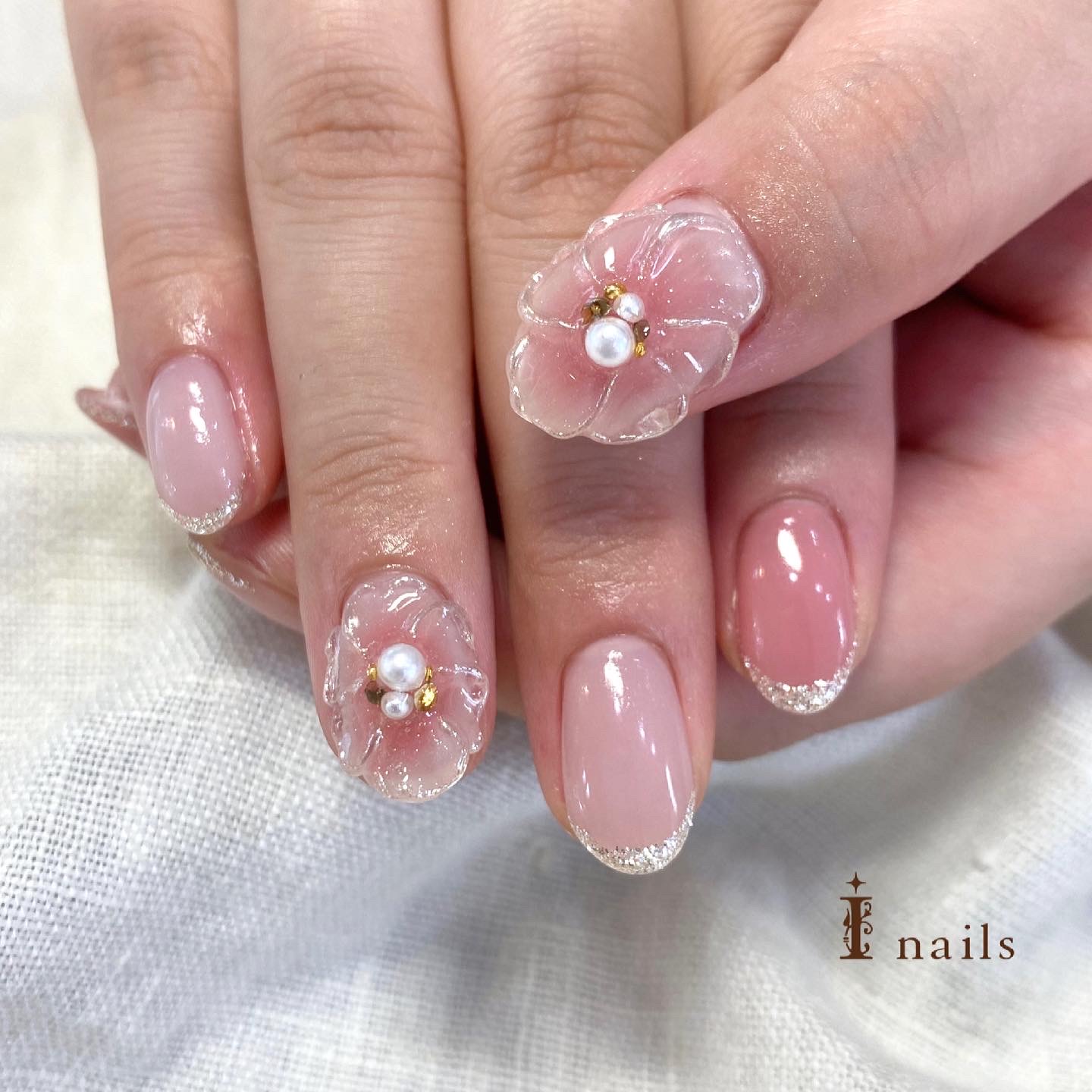 h23 ニュアンスネイル フラワーネイル ミラーネイル クリアネイル